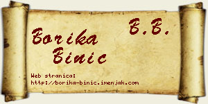 Borika Binić vizit kartica